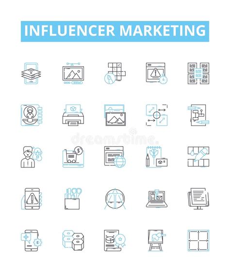 Influencer Marketing Vector Line Icons Set Influencer Marketing