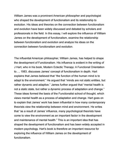 Functionalism and evolution William James - William James was a ...