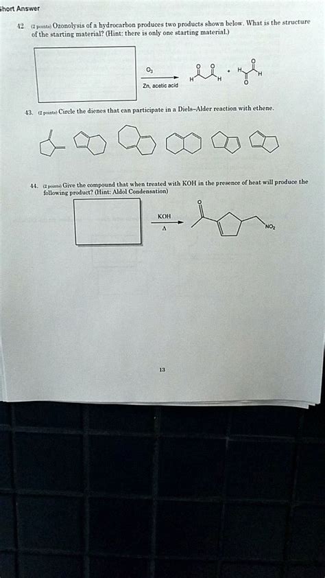 Solved Hon Answer Leel Ozonolysis Of A Hydrocarbon Produces Two