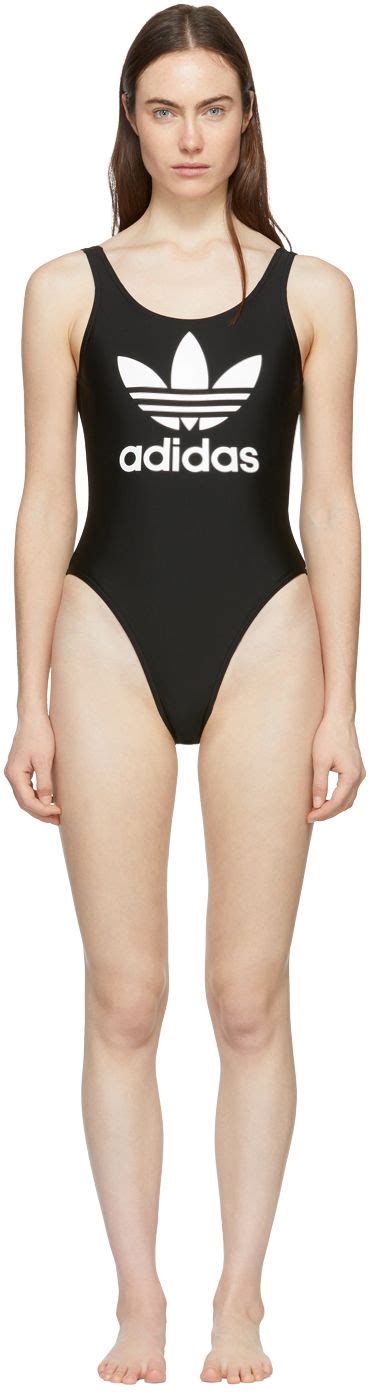 18 0 Adidas Originals Beachwear Black Trefoil One Piece Swimsuit