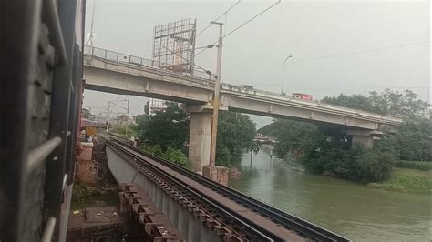 Krishna River Bridge And Train Enter Vijayawada Station Youtube