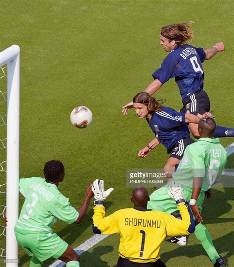 Argentinian Forward Gabriel Batistuta Top Right Scores His Teams First Goal In Front Of His