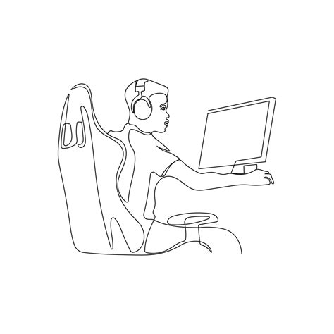Man learning or working online. One line art. A developer programming. The coder at remote work