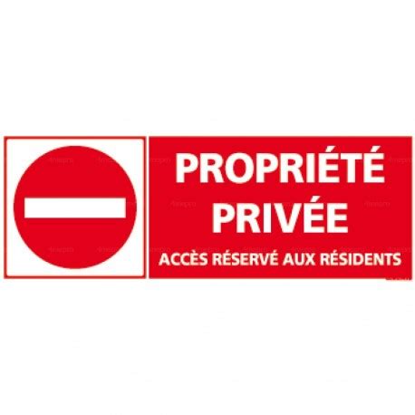 Panneau rectangulaire propriété privée à accès réservé aux résidents