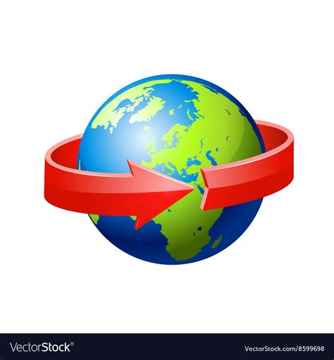 Earth With Red Arrow Circle Around Royalty Free Vector Image