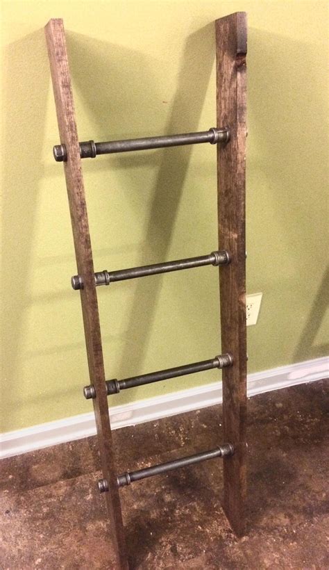 4 Industrial By Pipe And Wood Blanket Ladder Wood Quilt Ladder