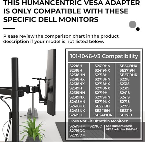 Buy HumanCentric VESA Mount Adapter Compatible with Dell Monitors, VESA ...