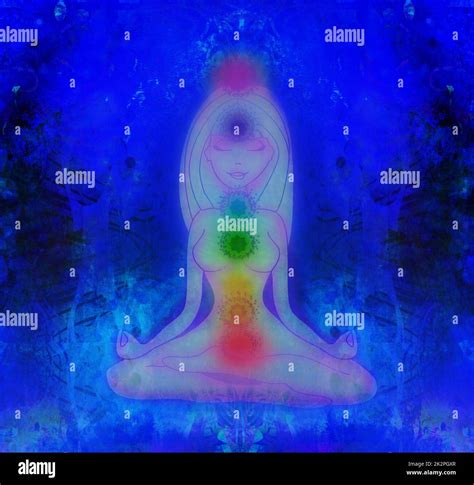 Human Energy Body Aura Chakras In Meditation Stock Photo Alamy