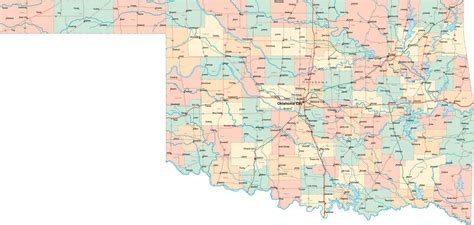 Digital Oklahoma State Map in Multi-Color Fit-Together Style to match ...