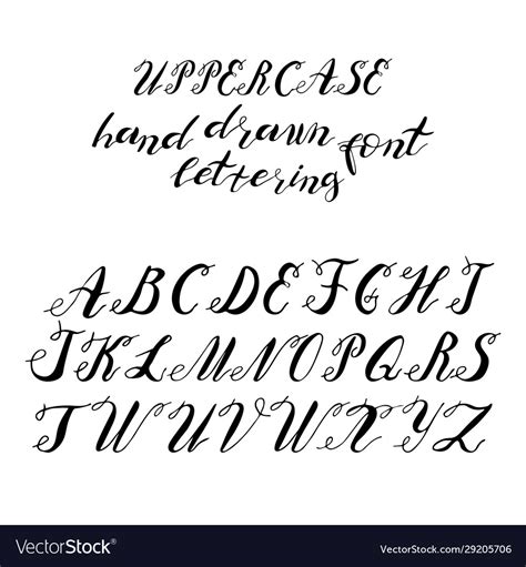 Hand Drawn Typeface Set Typography Alphabet Vector Image