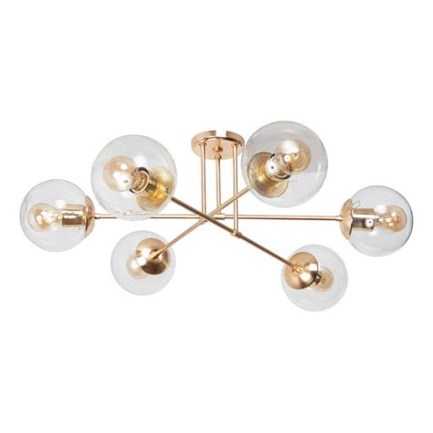 Luz Desing Plafon Spa Luces Dorado Globo Transparente Cm Apto E