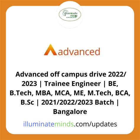 Advanced Off Campus Drive 2022 2023 Trainee Engineer BE B Tech