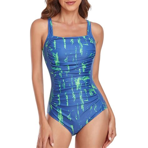 Tponi Sexy One Piece Swimsuit One Piece Elastic Blue Clearance Womans