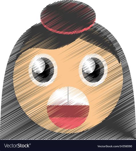 Drawing girl surprise emoticon image Royalty Free Vector