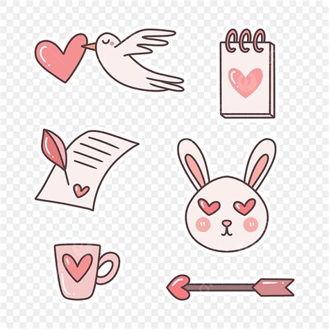 Cute Sticker Set Png Transparent Cute Pink Love Romantic Sticker Set