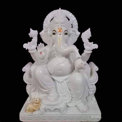 White Marble Ganesh Statue Inches The Murti Wala