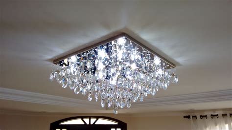 Plafon Lustre De Cristal Cm Sala Hall Quarto L Mpadas Led G