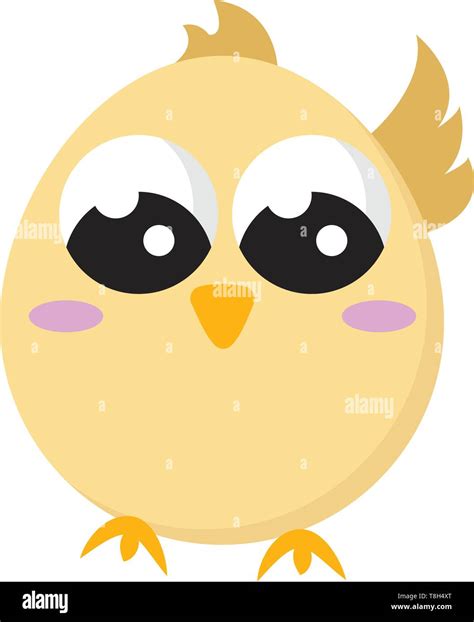 A small cute baby bird in yellow colour with large eyes , vector, color ...