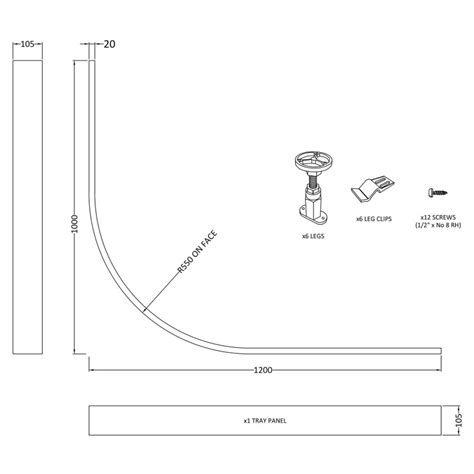 Slate Grey Offset Quadrant Shower Trays Leg Set And Plinth Kit For 1200 X