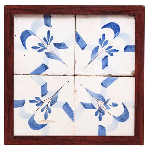 Framed Ceramic Tile Hand Painted Composition Circa For Sale At