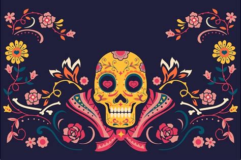 Fond De Dia De Muertos Dessiné à La Main Vecteur Gratuite