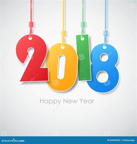 Simple Greeting Card Happy New Year 2018 Stock Vector Illustration