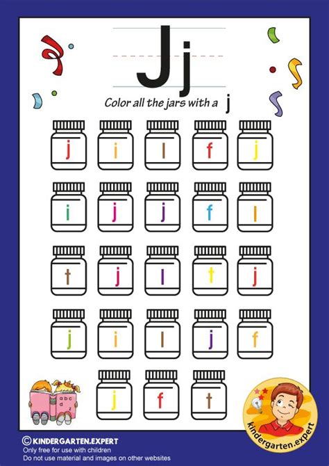 Color All The Jars With An J Kindergarten Expert Free Printable In