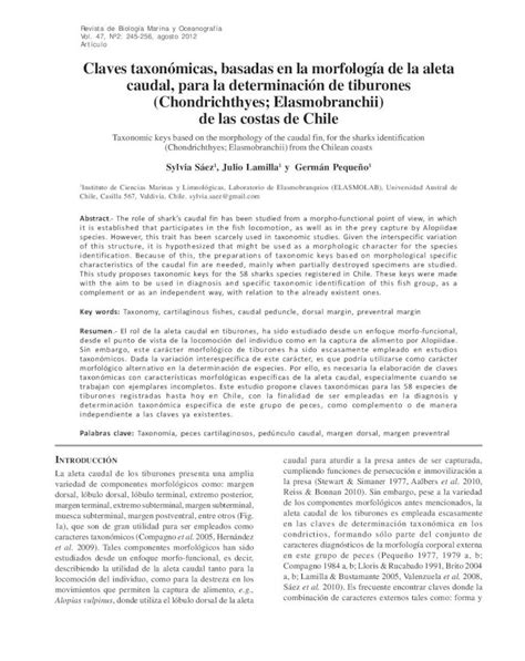 Pdf Revista De Biolog A Marina Y Oceanograf A Art Culo Claves