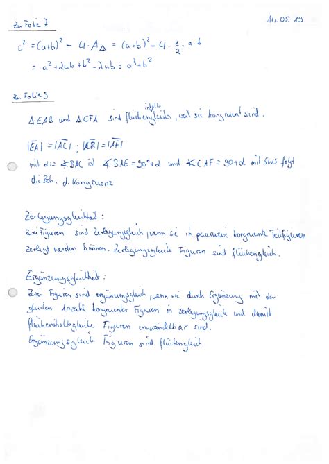 Vorlesungsmitschrift Didaktik Der Geometrie In Klasse