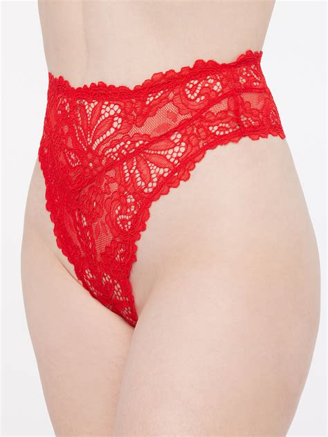 Romantic Corded Lace High Waist Thong Panty In Red Savage X Fenty