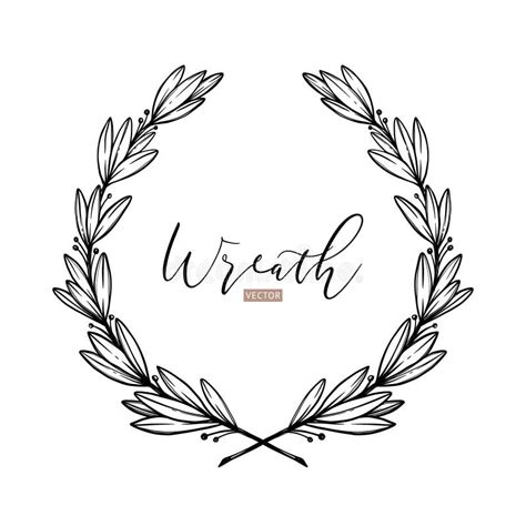 Hand Drawn Vector Illustration Vintage Decorative Laurel Wreath Stock