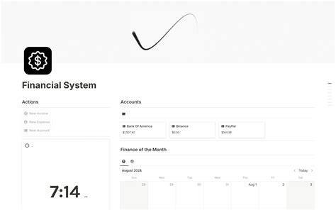 Financial System Template Notion Marketplace