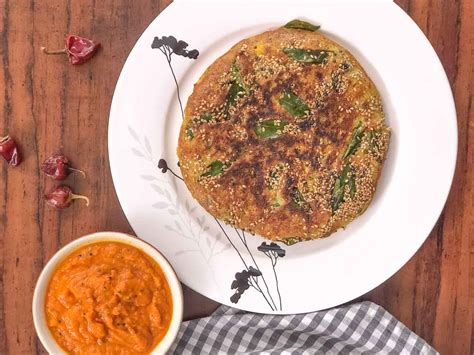 Breakfast Meal Plate Gujarati Tawa Handvo Tomato Garlic Chutney By