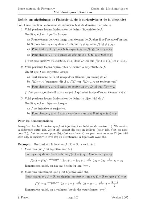 Cours Df Lyc E Cantonal De Porrentruy Math Matiques Fonctions