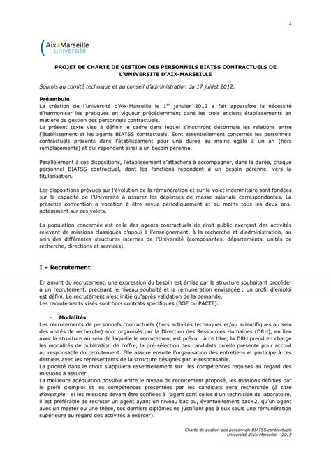 Projet De Convention De Gestion Des Personnels Biatss Contractuels