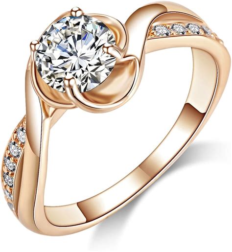 Bague De Fian Ailles Mariage Acefeel Pour Femme Or Rose Zircon