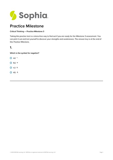 Phil1005 Unit 3 Practice Milestone A B C D Practice