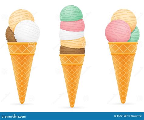 As Bolas Do Gelado Em Um Cone Do Waffle Vector A Ilustra O Ilustra O