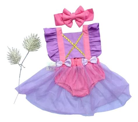 Body Romper Bebe Menina Rapunzel Tiara Mesversario Tema Mercadolivre