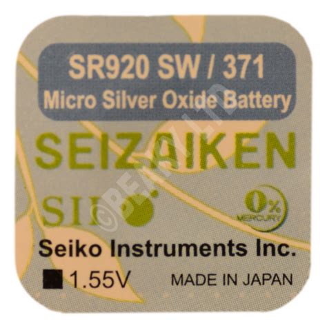 371 SR920SW Silver Oxide Watch Battery 1 55v Original Seizaiken Seiko