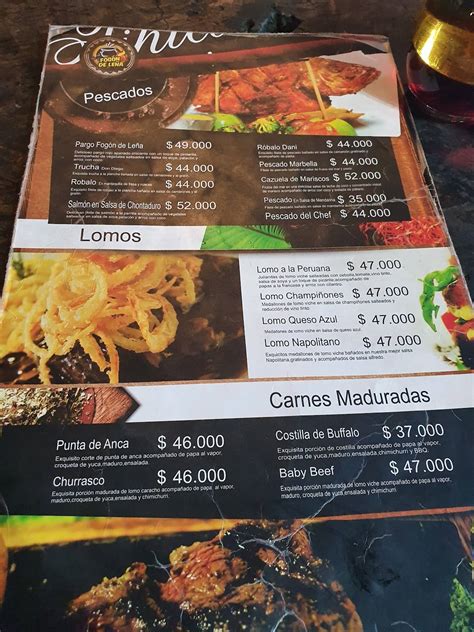 Carta Del Restaurante Fog N De Le A Cali Cl