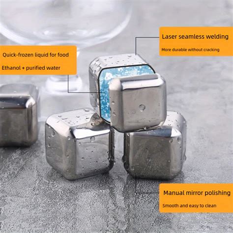 Pc Stainless Steel Ice Cube Set Of Pieces Quick Freezing Ice