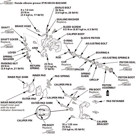 Honda Civic Service Manual - Rear Brake Caliper Overhaul - Brake Calipers