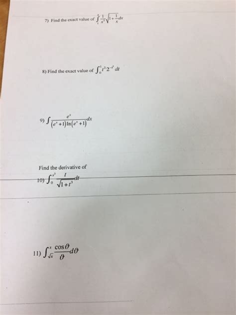 Solved Name Math Integrate Following Integrals Act Chegg