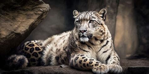 Premium Ai Image An Endangered Snow Leopard Chills Out In Its Natural