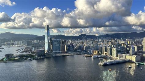 Hong Kong Kowloon Bird View Of West Kowloon And Icc Tower Stock Photo