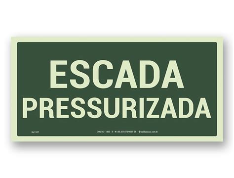 Placa de Sinalização Placa escada pressurizada Fotoluminescente S27