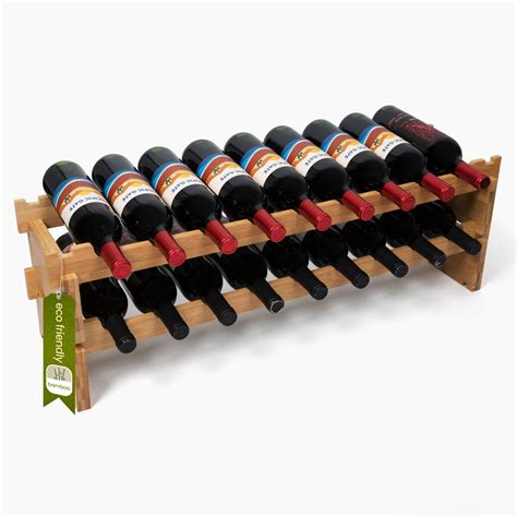 Oceanstar 18 Bottle Stackable Bamboo Wine Rack Home And Kitchen