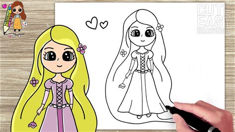 How To Draw Cute Disney Princess Rapunzel From Tangled Movie Eas