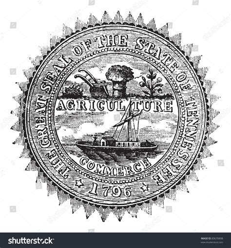 Seal Of The State Of Tennessee, Vintage Engraved Illustration. Seal Of The State Of Tennessee ...